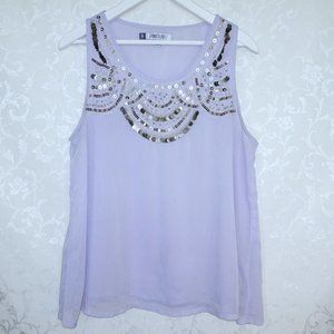 Jennifer Lopez Lilac Embellished Sleeveless Blouse